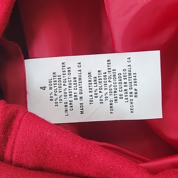 Girls Red Dres Coat & Hat Size 4 - Picture 6 of 10